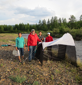 Dr. Jon Gelhaus with students collecting aquatic insects in Mongolia. Credit: Stephen C. Mason, Jr./ANSP